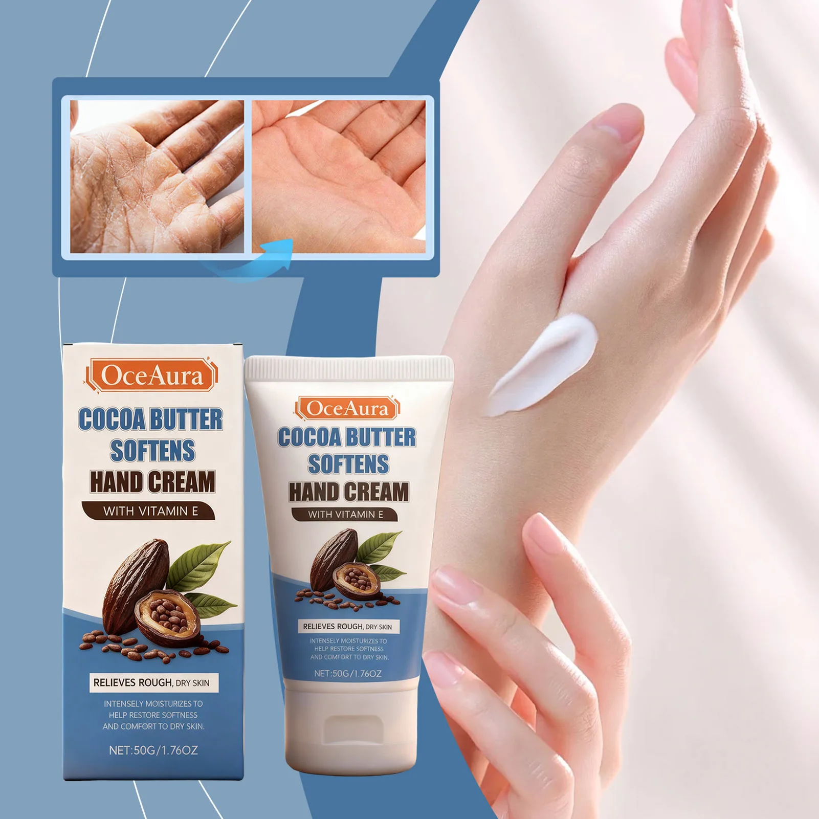 

50 г увлажняющий крем для рук, крем для рук с какао-бабочками, смягчает крем для рук, увлажняющий крем для рук для облегчения потрескавшейся кожи и смягчения