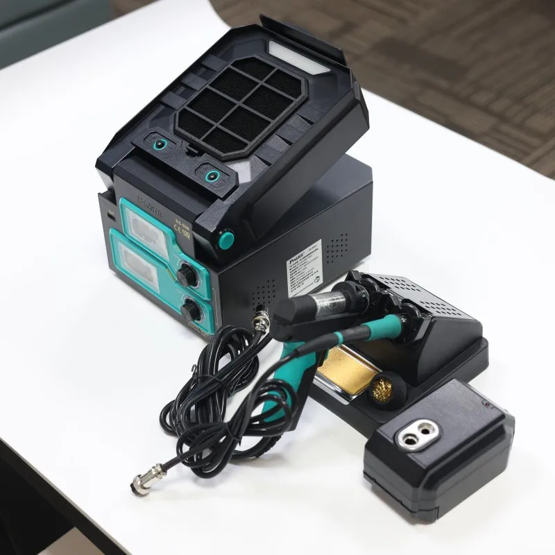 

SS-988H Digital Soldering Station 250W 320-896°F Desoldering Tool with Smoke Evacuator & Iron Cleaner