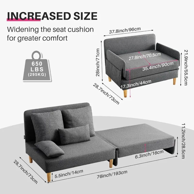 

Convertible Sleeper Chair, Small Sofa Couch for Bedroom, Accent Chair, Office Sofa, Versatile Single Sofa