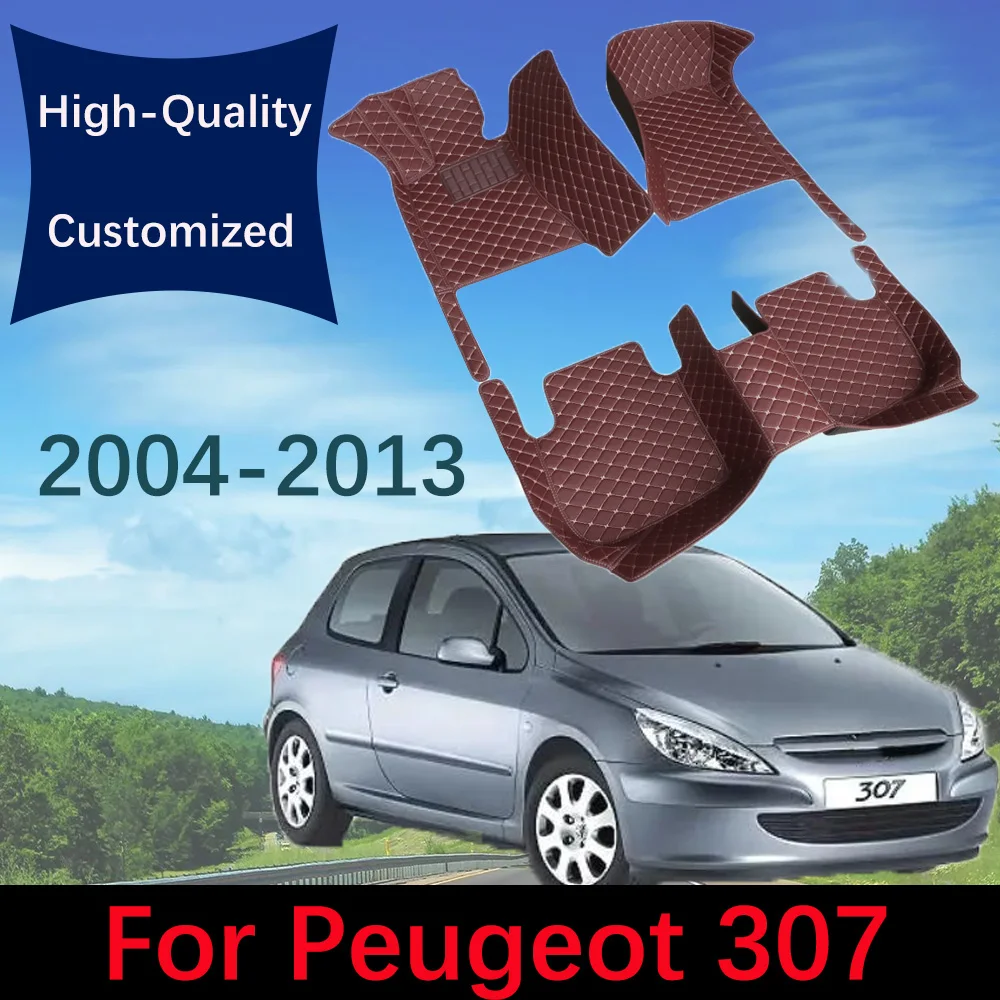 

High-Quality Leather Car Floor Mats For Peugeot 307 2004-2013 Custom Automobile Carpet Rugs Foot Pads Accessories