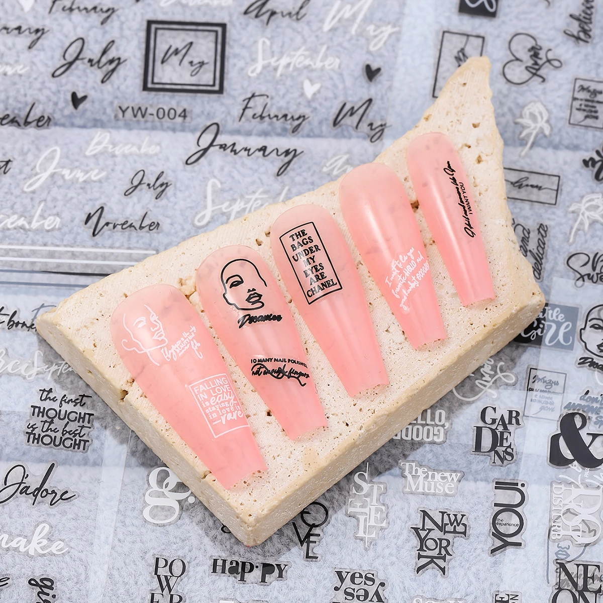 ملصق أظافر رفيع جدًا بحروف إنجليزية ، 12 أسود وأبيض ، طراز أنيق ، ديكور على شكل أظافر ذاتي الصنع ، ملصق غراء خلفي ستيريو #3