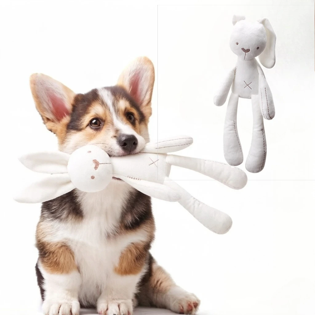 1PC Random Color Easter Cartoon Rabbit Pet Plush Toy with Dogs, Cats Interactive Play Valentine's Day, Party Birthday Gifts