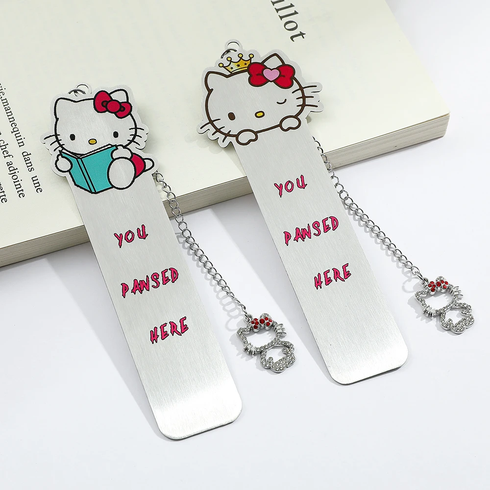 Hello Kitty โลหะสแตนเลสบุ๊คมาร์ควัยรุ่นอ่านของขวัญของขวัญวันเกิดสําหรับเพื่อน Back to School ของขวัญนักเรียน