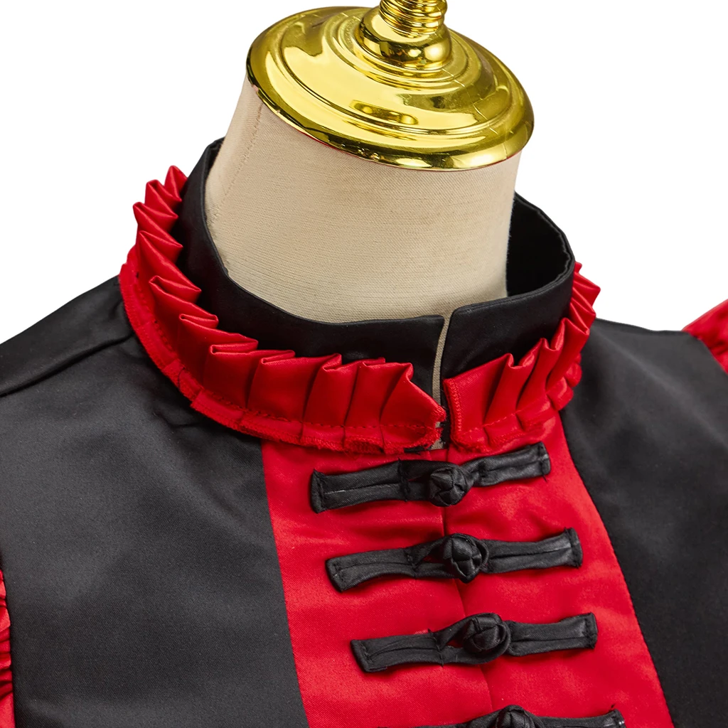 Medieval Victorian Woman's Bustle Red Dress Halloween Party Belle Gown Dress