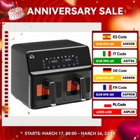 HOMCOM Double 8L 2500W Oil Free Fryer with 8 Programs 38,5x38x30,5 cm Black