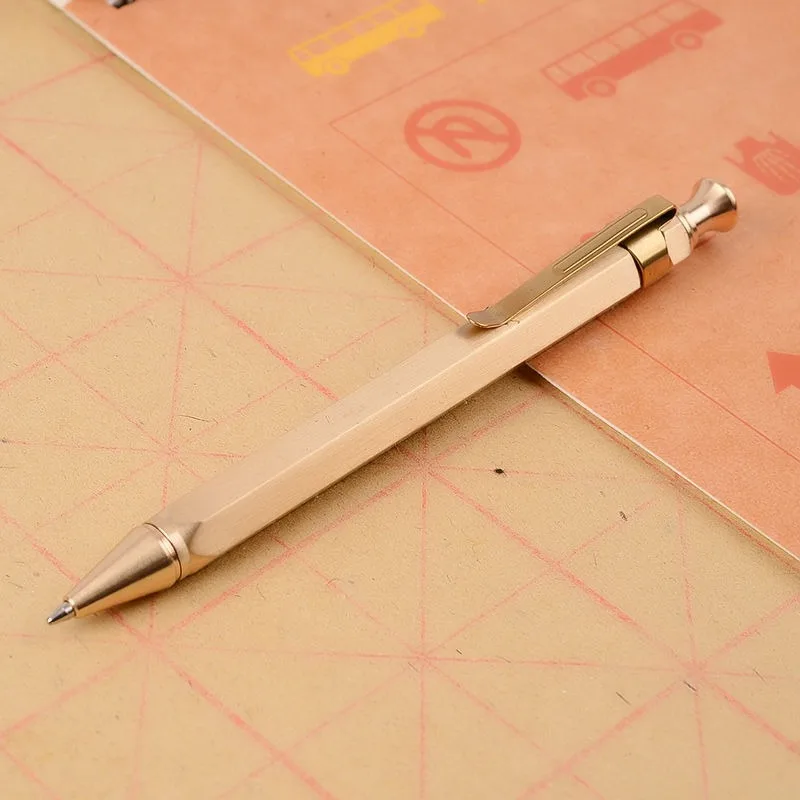 Luxury Heavy Brass Ballpoint Pen Bolt Action Signature Pen for School Office Writing Black Refill Stationery Xmas Birthday Gift