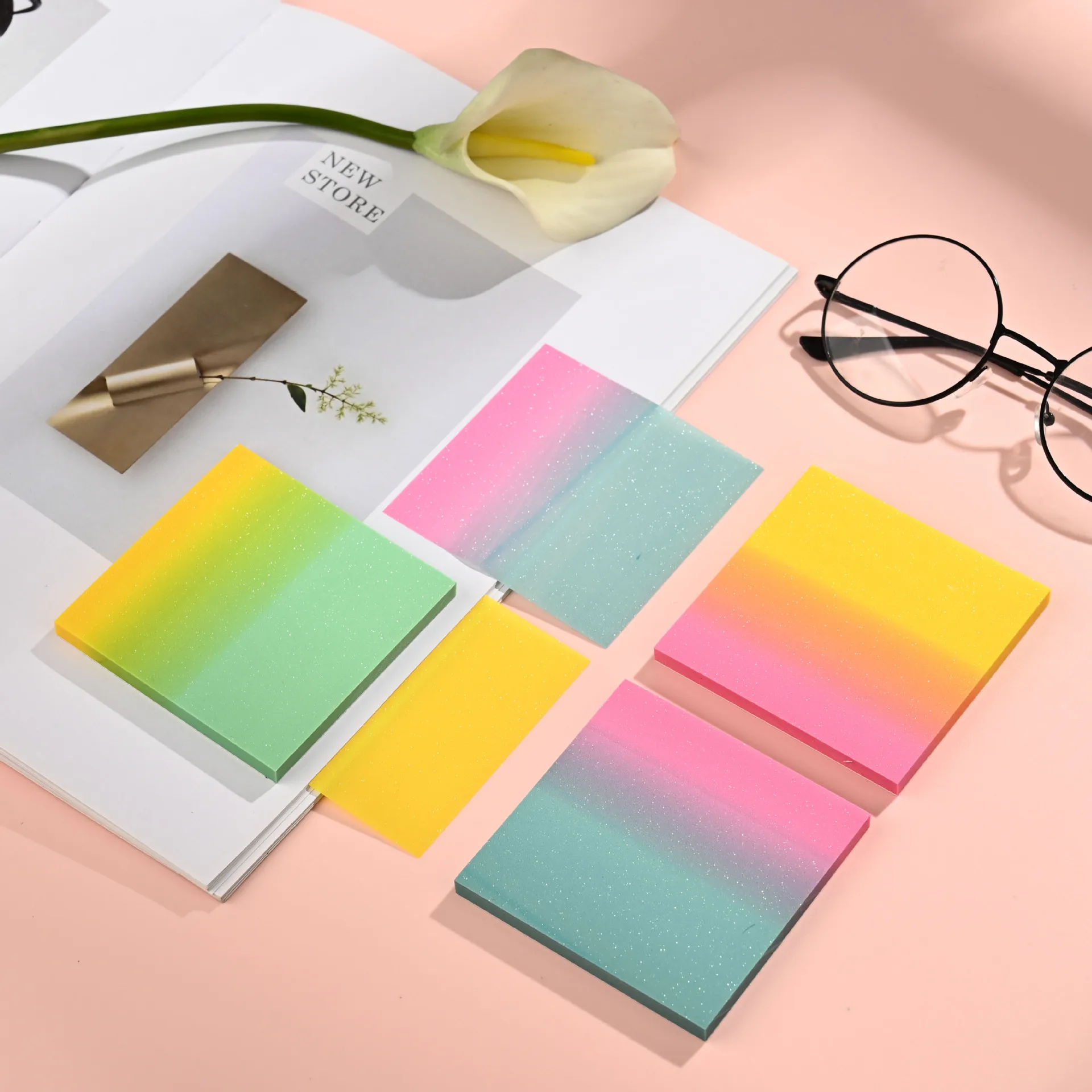 50 Blatt PET Transparente Haftnotizen Perspektive Wasserdicht Klare Fluoreszenz Notizblock Schreibwaren Schule Bürobedarf