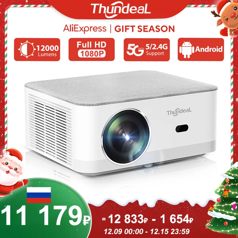 ThundeaL Mini proyector portátil TD92 Pro FHD 1080P Full HD haz 4K vídeo WiFi Android proyector TD92Pro 3D película cine en casa