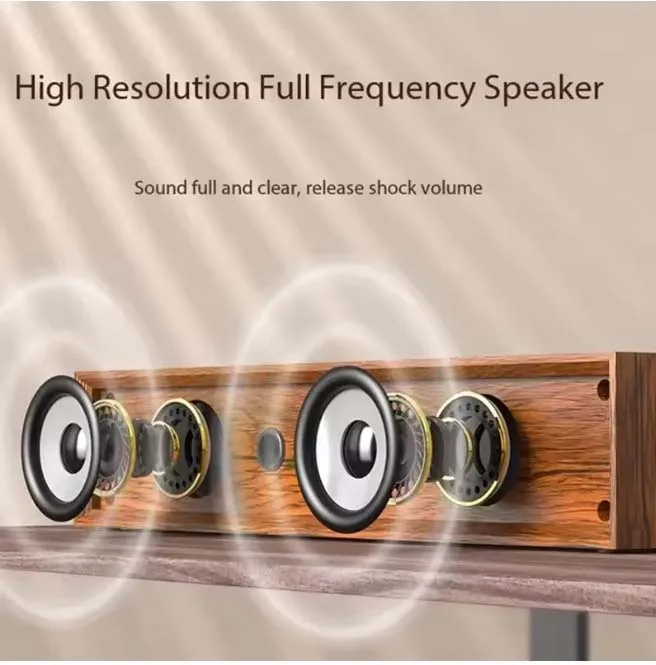 AOSIBAO-レトロ-木製-サウンドバー-Bluetooth-5.0-＆-有線-HIFI-スピーカー-重低音-360 ° サラウンドテレビ/デスクトップ/ホームシアター用