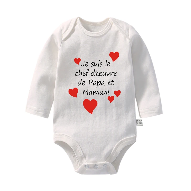 I Am Mom\'s and Dad Masterpiece Funny Newborn Baby Bodysuits Boy Girl Casual Long Sleeve Jumpsuit Playsuits Outfits Infant Cloth