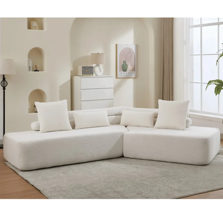 [NEW ARRIVED] [VIDEO PROVIDED] 128"Minimalist Cloud Sectional Couch Modern Couches 4-Seater No Assembly Two modular sofa Boucle