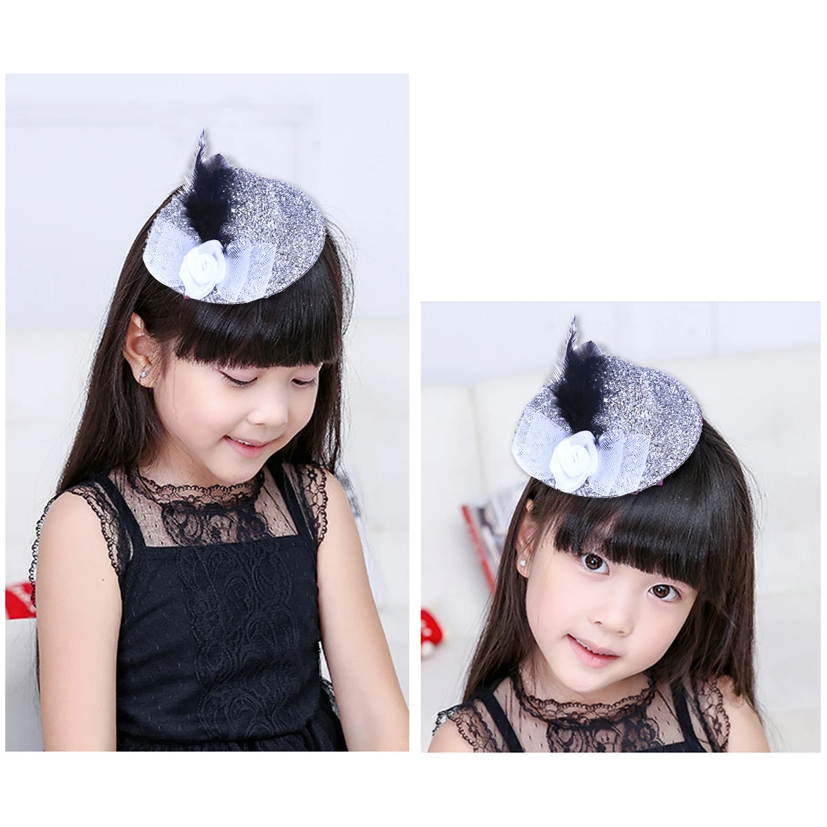 

Shiny Hats Clip Headdress for Women Girls Lightweight Comfortable Headwear Silver Party Cosplay Accessories
