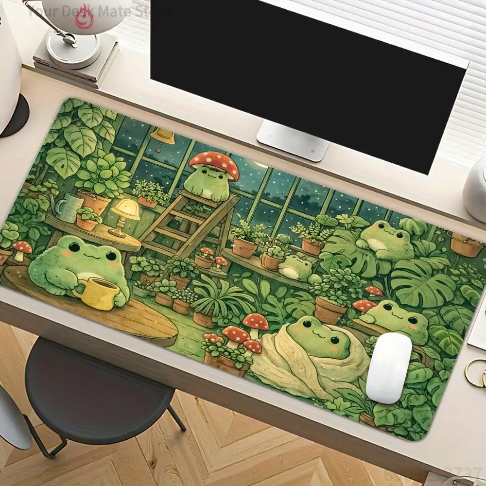 Tapis de souris antidérapant avec illustration de grenouille de dessin animé, tapis de bureau, accessoires de bureau, tapis de jeu, tapis souris