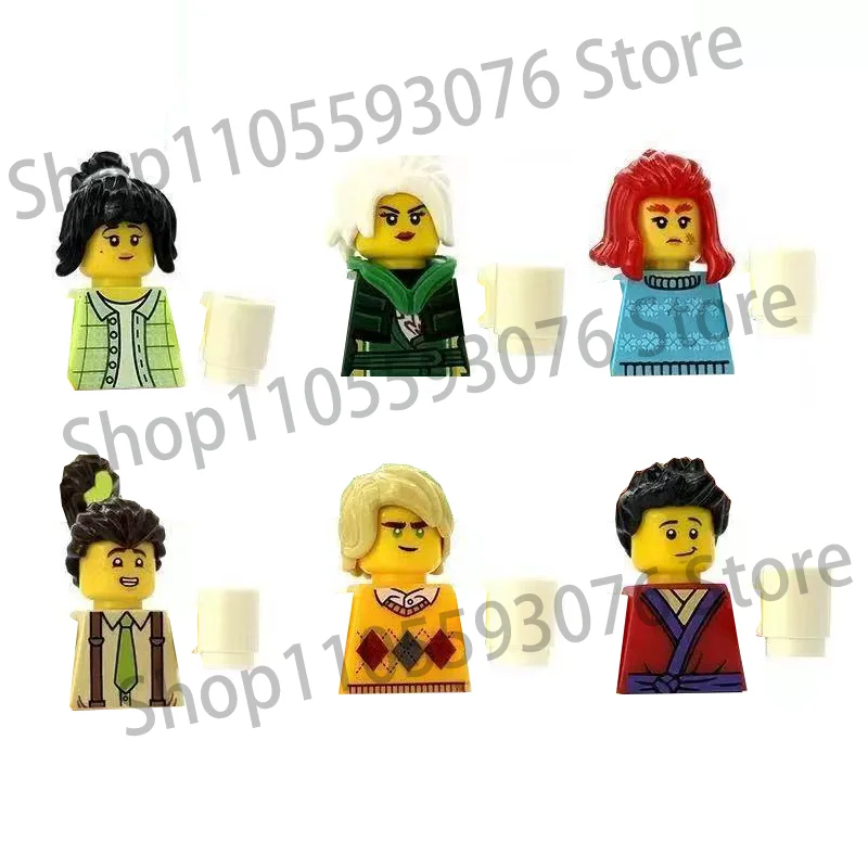 6-teiliges Set Neue Saison 19 Dragon Rise Ninja Bausteine Freizeitkleidung Lloyd Harumi Jenny Robbie Wildfire Bricks