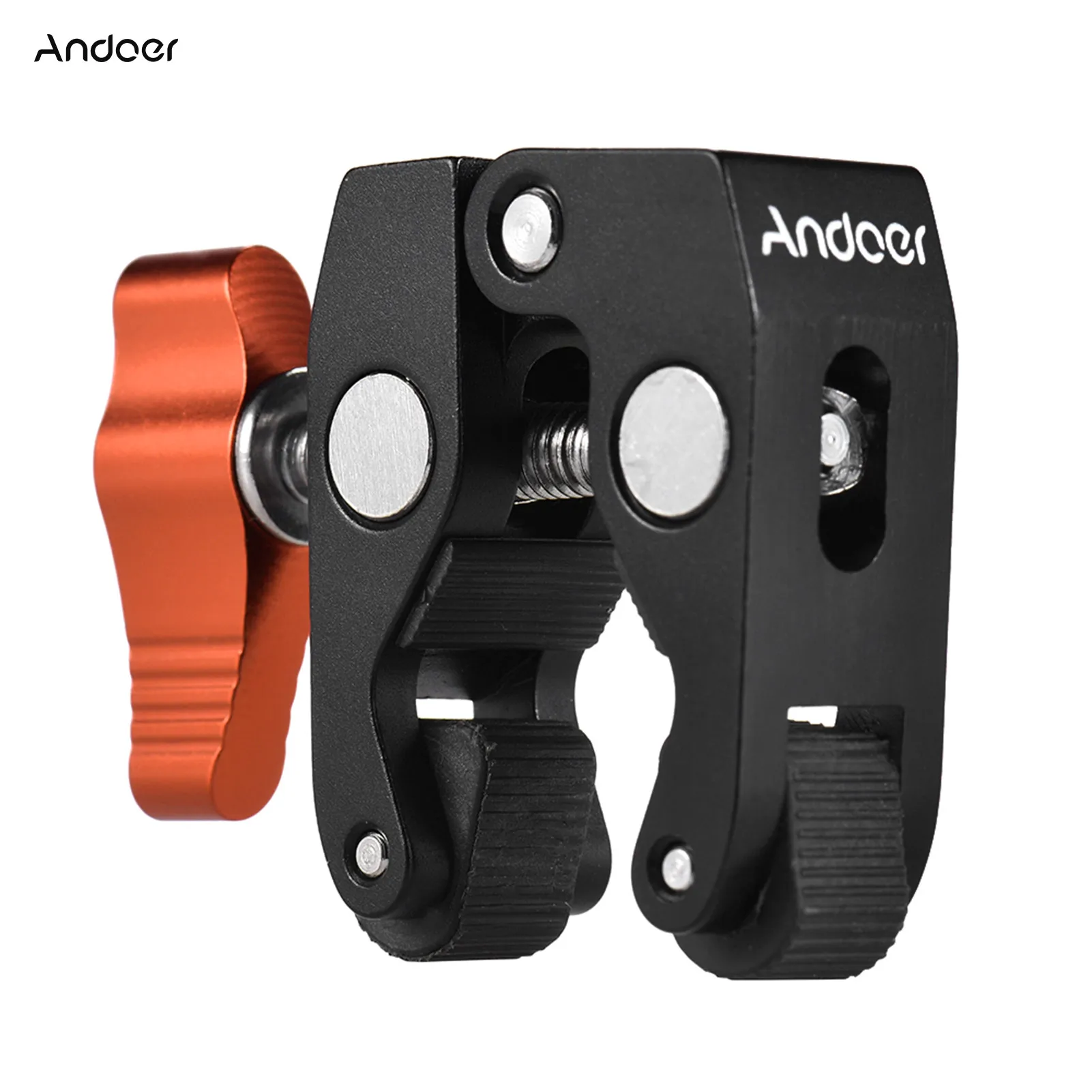 Andoer Crab Pliers Clip Super Clamp with 1/4 inch & 3/8 Inch Screw Hole Metal Material Super Clamp with Non-slip Rubbers