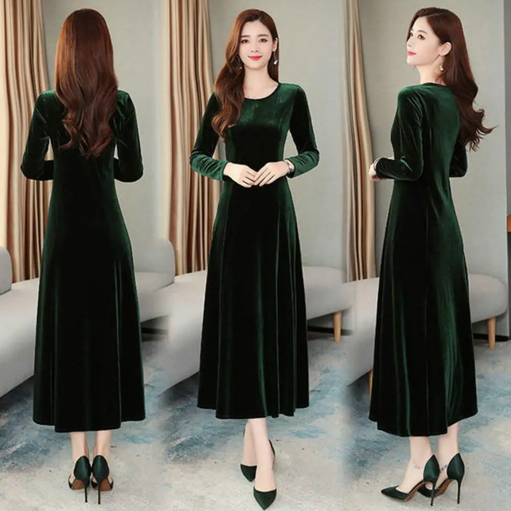 

Slimming Dress for Women Stylish Women's A-line Winter Dress Big Swing Soft Warmth Elegant Prom Evening Attire Lady Evening