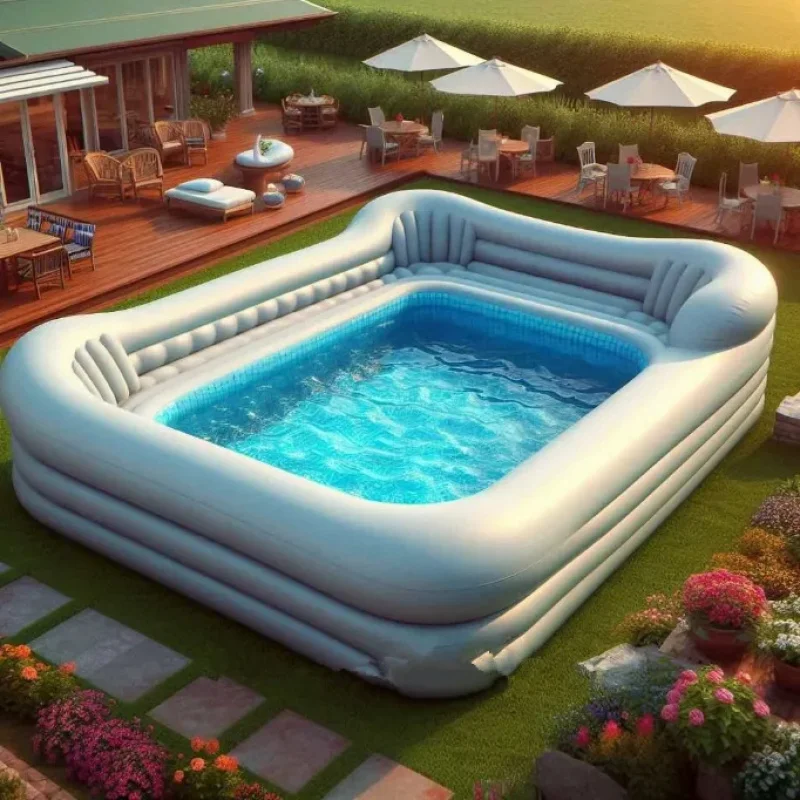 Luxury Rectangle Inflatable Sofa for Swimming Pools Home Garden Family Entertainment Relaxing Privacy Yard