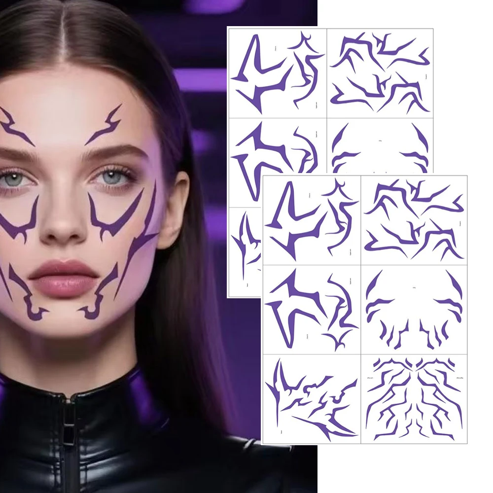 

6pcs/set Kpop Demon Hunters Rumi Kang Cosplay Prop Tattoo Sticker Rumi Tattoo Demonizing Sticker For Halloween Party Gifts