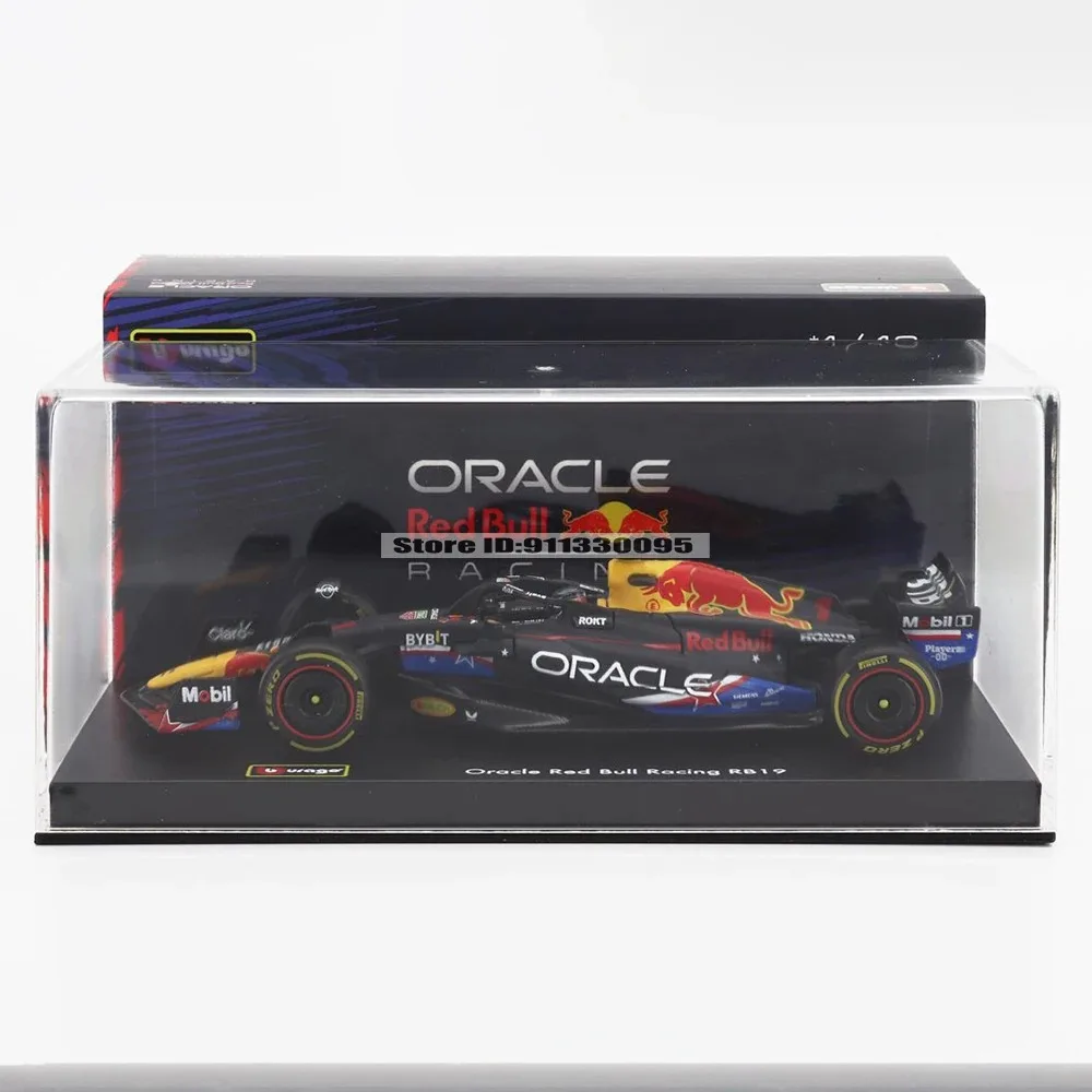 Bburago 1:43 F1 Red Bull 2023 RB19 # 1 Verstappen # 11 Perez Legierungs-Automodell Spielzeug Sammlerstück USA GP Austin Sonderedition Druckguss – Detail 3