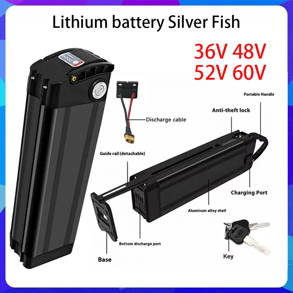 

Silver Fish Removable Lithium Battery Pack | 10Ah/12Ah/15Ah/20Ah 36V/48V/52V/60V with BMS for 250W-1800W Folding E-Scooters