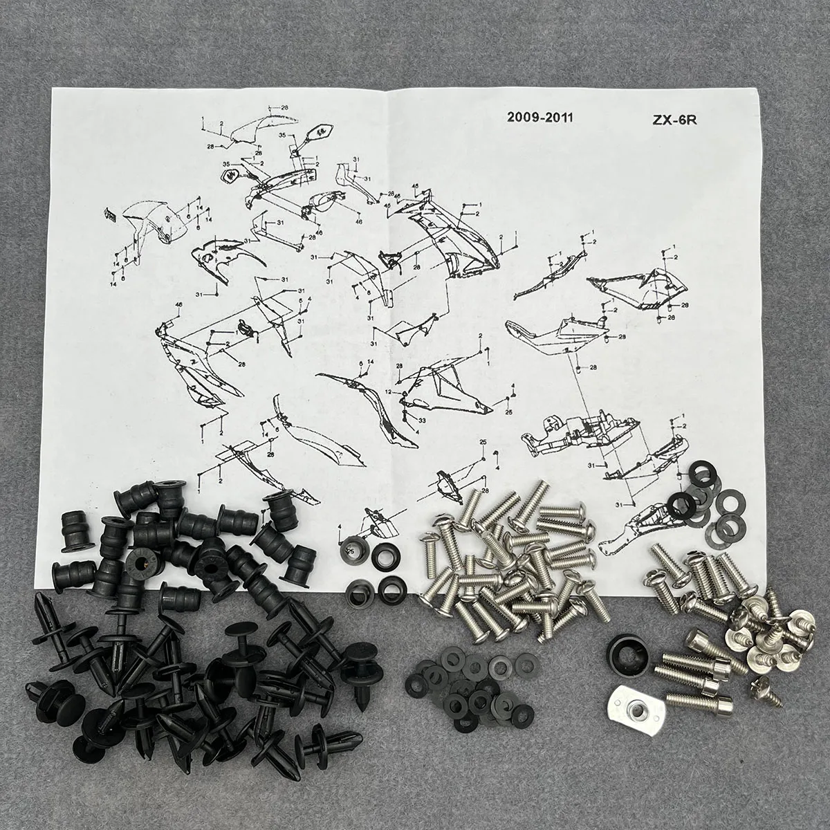 Fit For Kawasaki Ninja ZX6R 09 10 11 ZX-6R 2009 2010 2011 Motorcycle Complete Fairing Bolt Screw Fastener Speed Nuts Kit