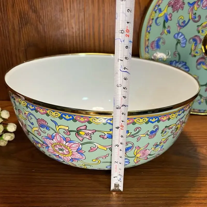 Enamel enamel European-style 29 cm large-capacity pots and bowls with lids deepen pots dumplings stuffing bowls pig oil tanks