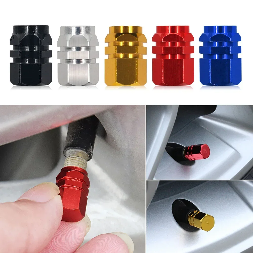 

4Pcs Aluminum Tire Valve Caps Car Rim Plugs Tire Valve Cover valve stem Nipple Caps Motorcycle Car Wheel Plugs