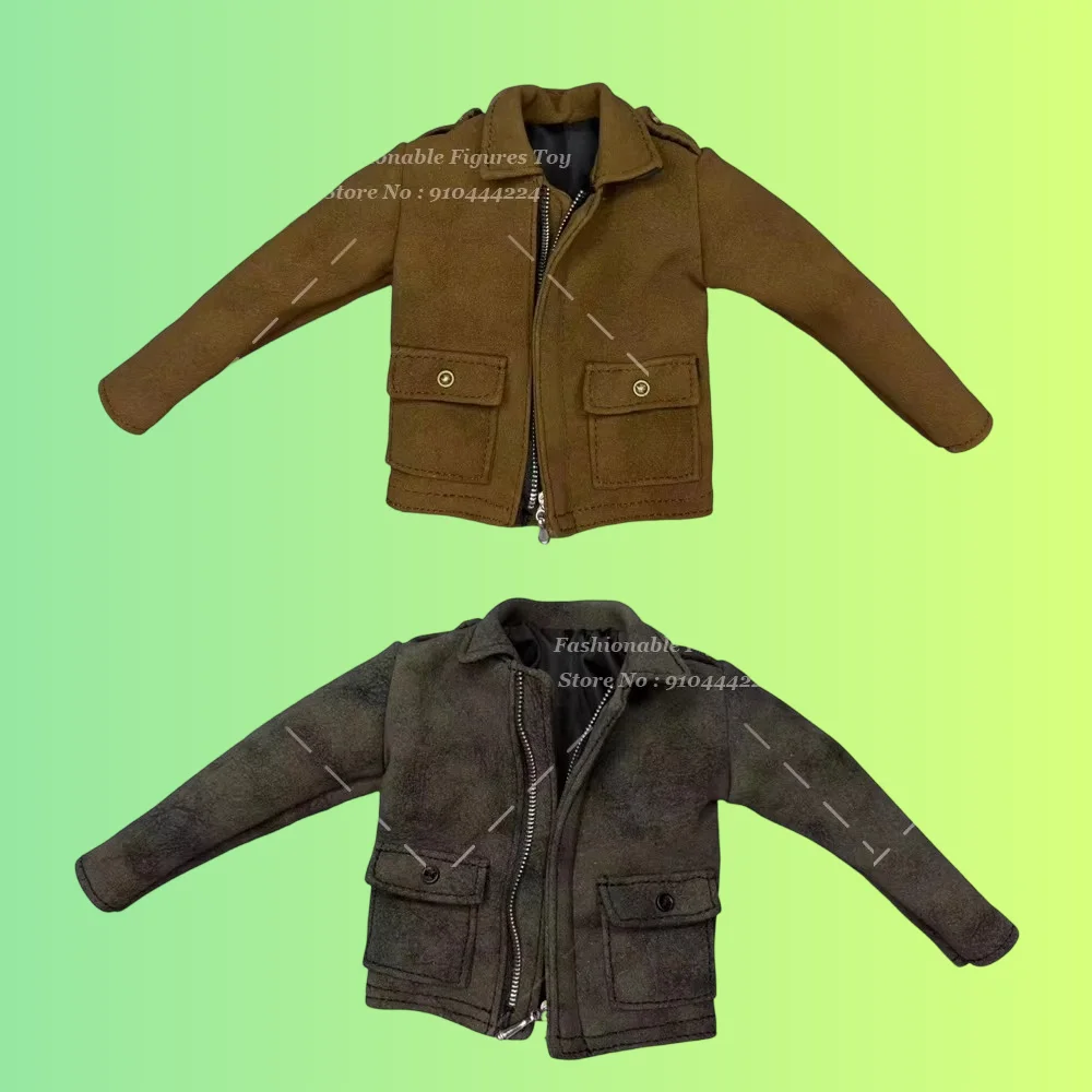

Мужская куртка на молнии в масштабе 1/6, модная замшевая куртка с длинными рукавами и лацканами, аксессуар для 12-дюймовой экшн-фигурки, тело куклы