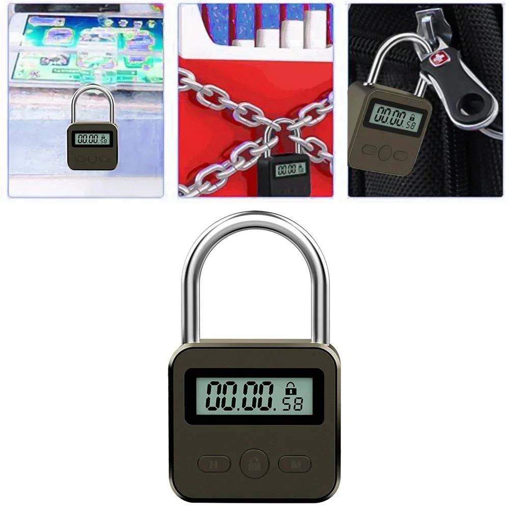 Smart Time Lock LCD Display Time Lock Multifunction Travel Electronic Timer Waterproof USB Rechargeable Temporary Timer Padlock