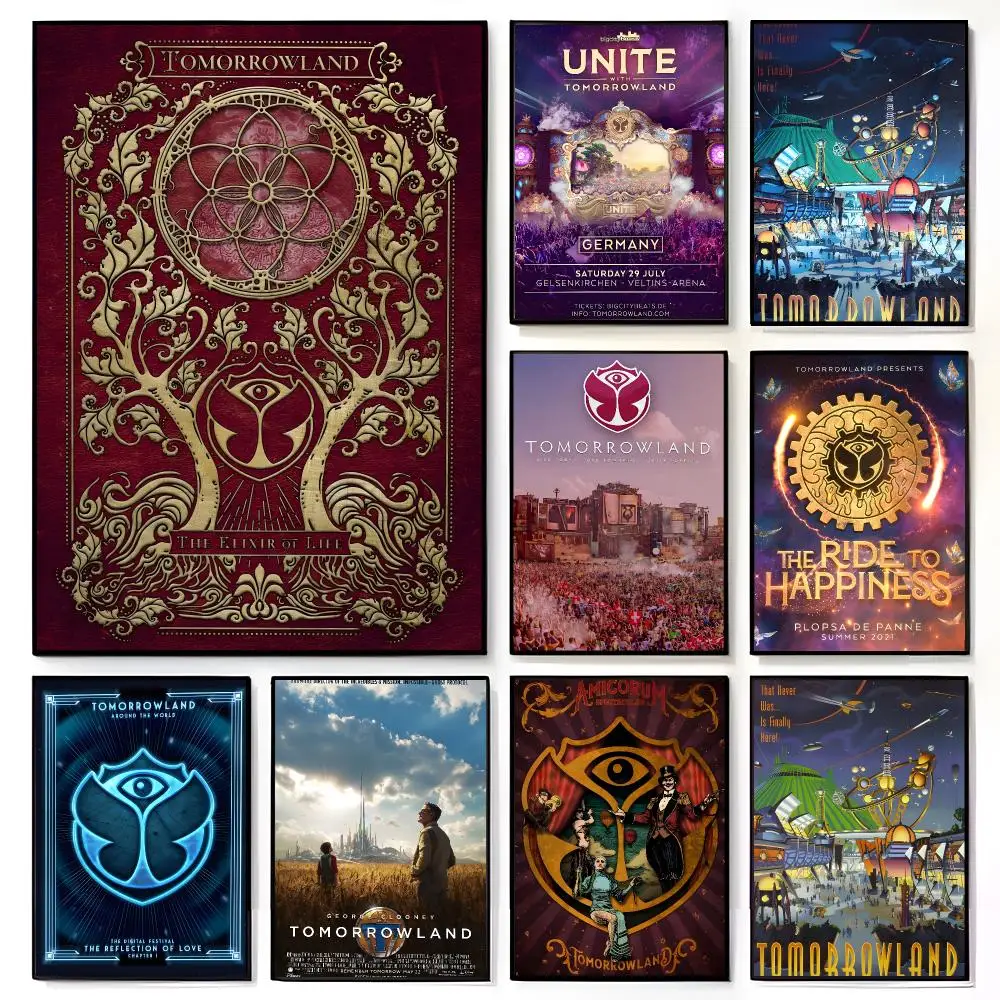 festival music T-Tomorrowland Poster American Film Mural Home Childrens Room Wall Decor Print