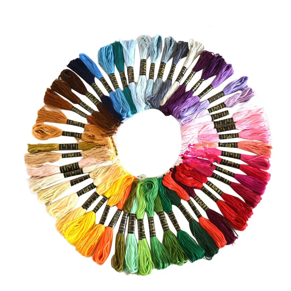 50Pcs Premium Polyester Embroidery Floss Kit Smooth Silky Soft Strong No Pilling Cross Stitch Thread Line for Beginners