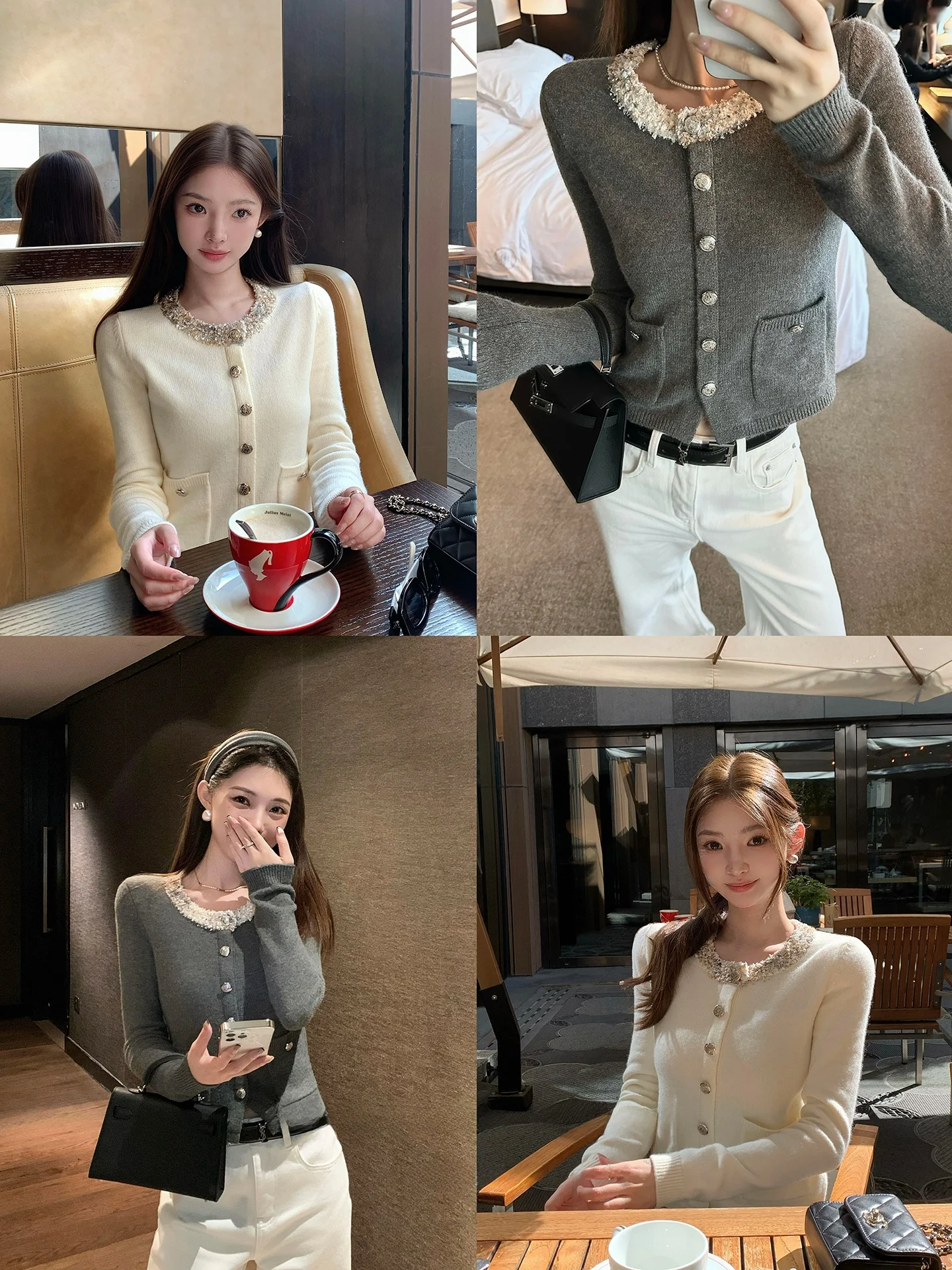 

Вязаный свитер с круглым вырезом, с цветочным узором и аппликацией в виде колибри, из смесового полиэстера.