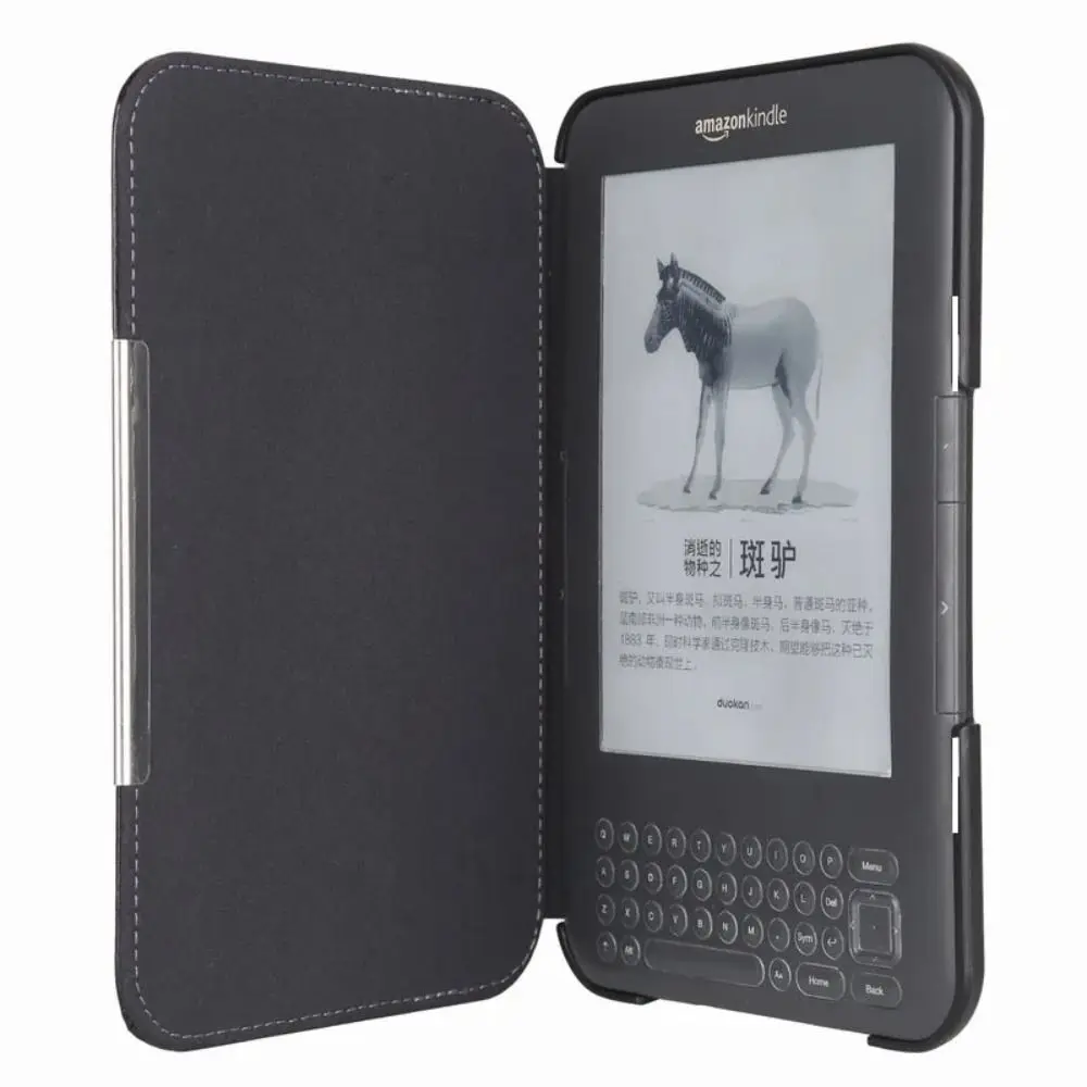 

6 inch E-Reader Case Anti-fall Shockproof Folio Cover Microfiber Lining Leather Protective Shell for Kindle 3 Keyboard D00901