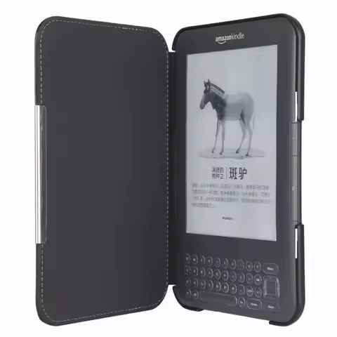 6 inch E-Reader Case Anti-fall Shockproof Folio Cover Microfiber Lining Leather Protective Shell for Kindle 3 Keyboard D00901