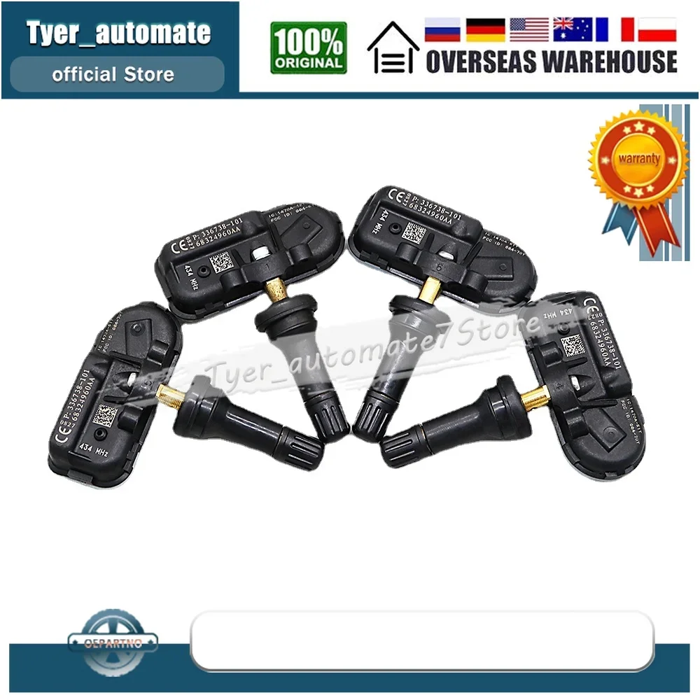 4PCS For JEEP CHEROKEE RAM 1500 1500 CLASSIC 2500 3500 Tire Pressure Monitoring System Sensor 434MHz 68324960AA 68324960AB