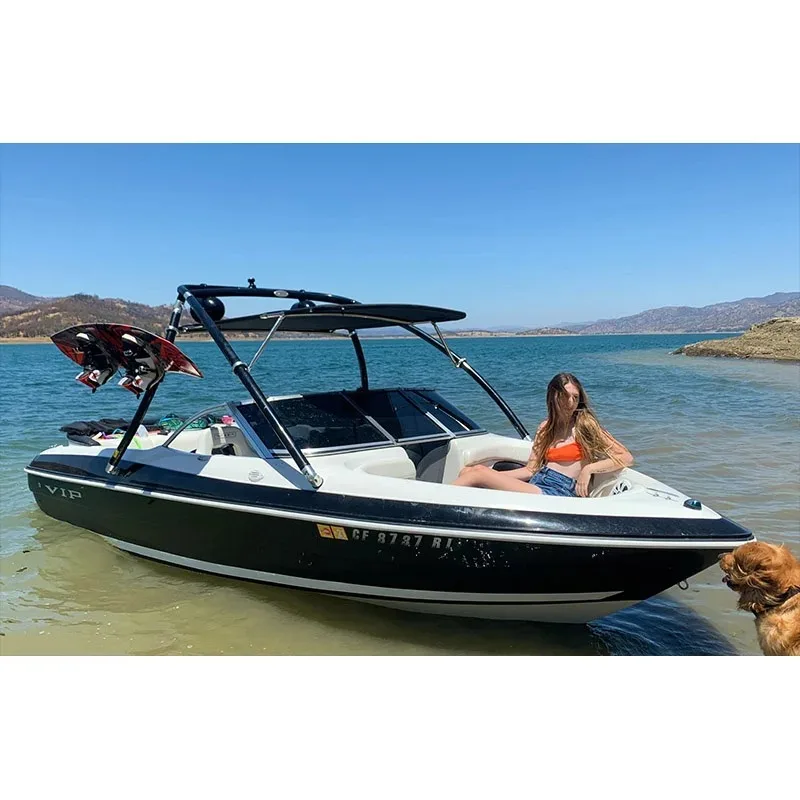 

Indy Liquid Boat Wakeboard Tower with Flat Tower Bimini, Anodized Black Coated Available