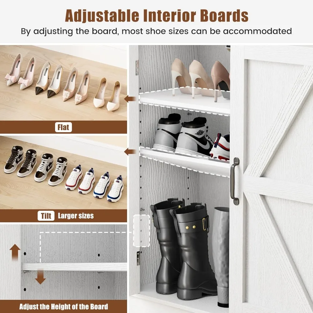 "مجموعة من خزائن أحذية مكونة من 6 طبقات - أبواب مع أرفف قابلة للتعديل وتركيب مضاد للطرف، للمدخل/الخزانة"