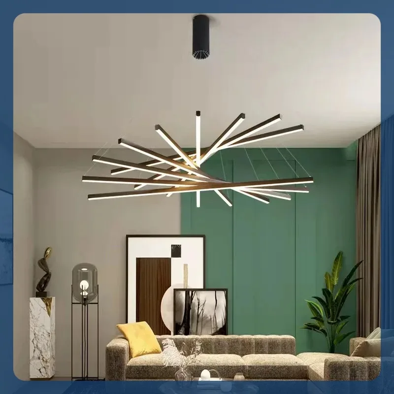 

Modern Stair Ceiling Chandelier Bar Shaped LED Pendant Light Living Room Duplex Building Highrise 90-260v Indoor Hanging Lamp
