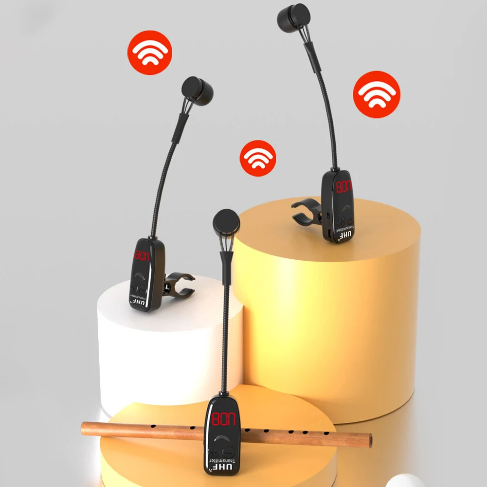 UHF الآلات اللاسلكية ميكروفون استقبال لاسلكي وجهاز إرسال آلة موسيقية ميكروفون لفلوت الكلارينيت