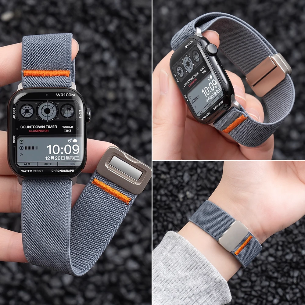 Correa deportiva magnética para Apple Watch Band 49mm 45mm 46mm 44mm 42 41 40mm pulsera de nailon Correa IWatch Ultra3 11 10 9 8 7 6 5 SE