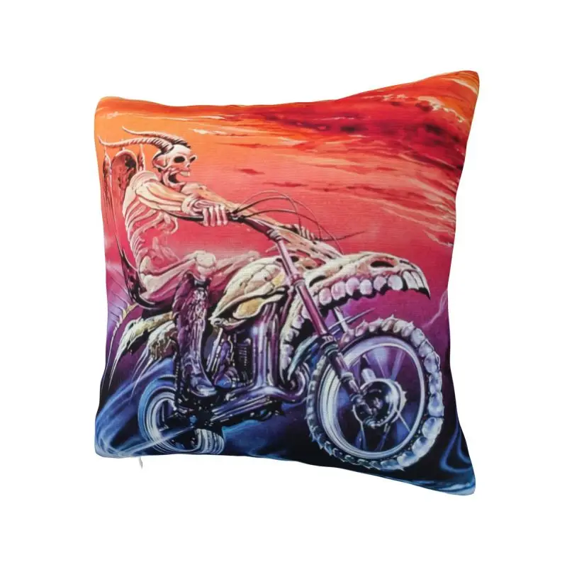 Custom Vintage Skull MTB Bicycle Rider Cushion Cover 40x40cm Mountain Bike Soft Modern Throw Pillow Case for Car Sofa