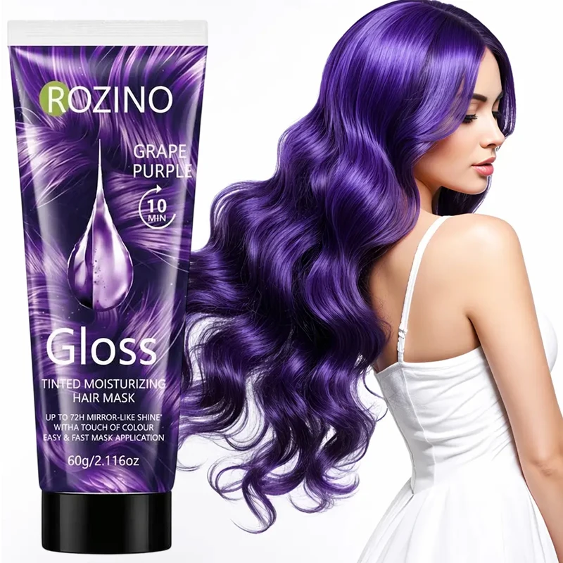 1/2/3 Tubes of Dazzling Grape Purple Color-Enhancing, Smooth and Moisturizing Hair Mask, Quick Semi-Permanent Color in 10 Minutes, Improves Dryness and Frizz after Dyeing, Deeply Repairs Damaged Hair after Dyeing, Gently Moisturizes and Nourishes, Adds Shine to Hair, Extends the Duration of Color Brilliance, Locks in and Protects Color, Multiple Uses Make Hair Appear More Voluminous, Repairs Damaged Hair from Tangles and Split Ends, and from High-Temperature Dyeing and Perming, Suitable for Various Hair Types