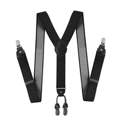 3.5*120cm Homem Suspensorio Calças de Couro PU Casual Correias Y-back Forma Masculina Suspensorio Elastic Clips-on 4 Clips Suspender