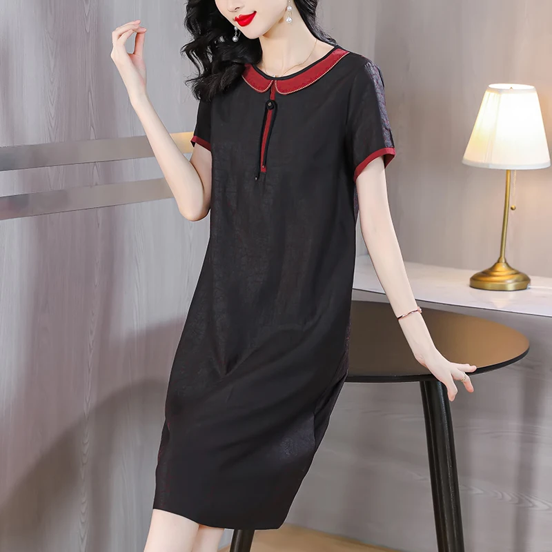 

Женское однотонное шелковое платье, элегантное свободное повседневное праздничное платье в стиле ретро, лето 2023