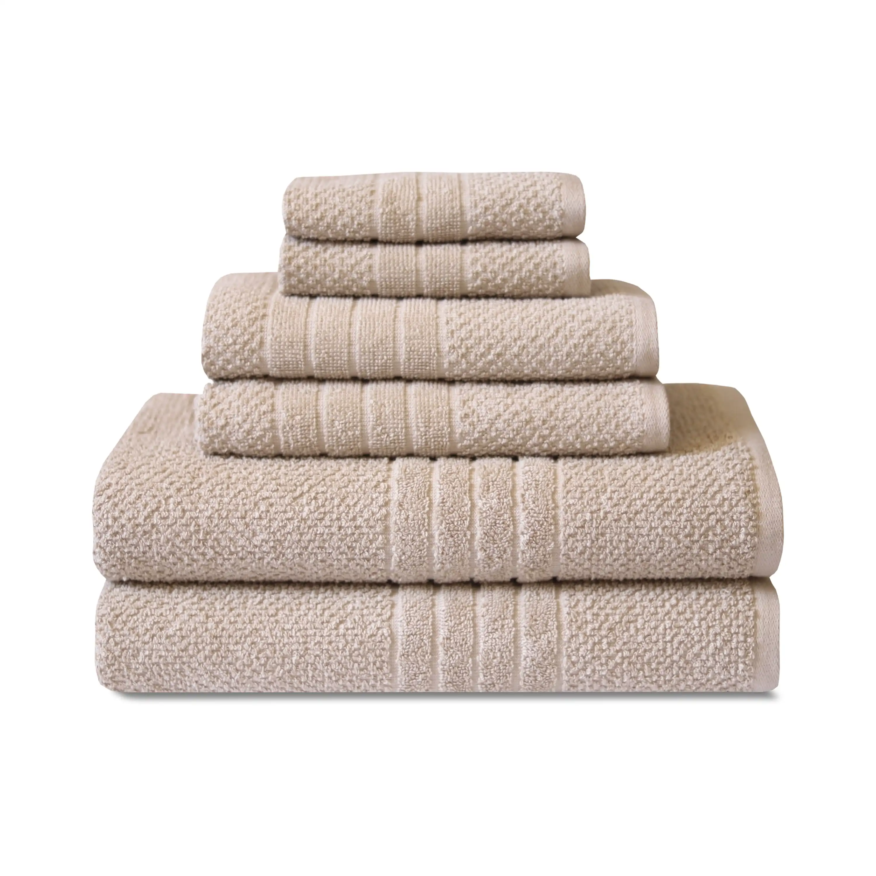 Basics 6-Piece Tan Towel Set, Includes Bath Towels, Hand Towels & Washcloths