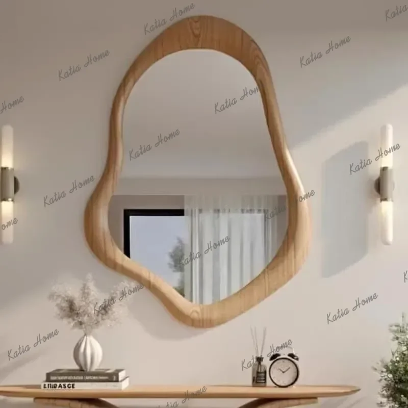 PG French Vintage Decorative Furniture Customized High-Definition Mirrors Bathroom Timber Frame Wall-Mounted Decorative Mirror