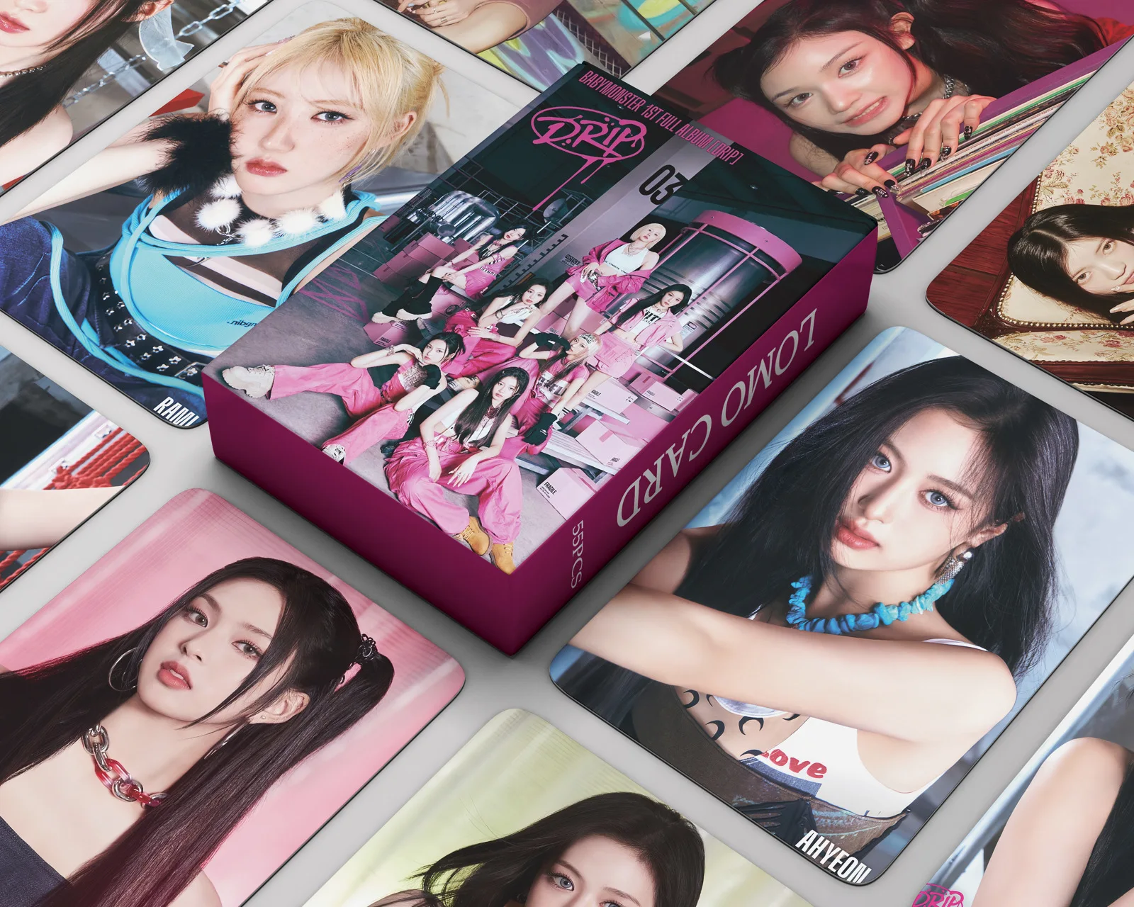55Pcs/Set Idol BABYMONSTER Lomo Cards New Album DRIP HD Printd Photocards HARAM ASA AHYEON Girl Group Fans Gifts Collection