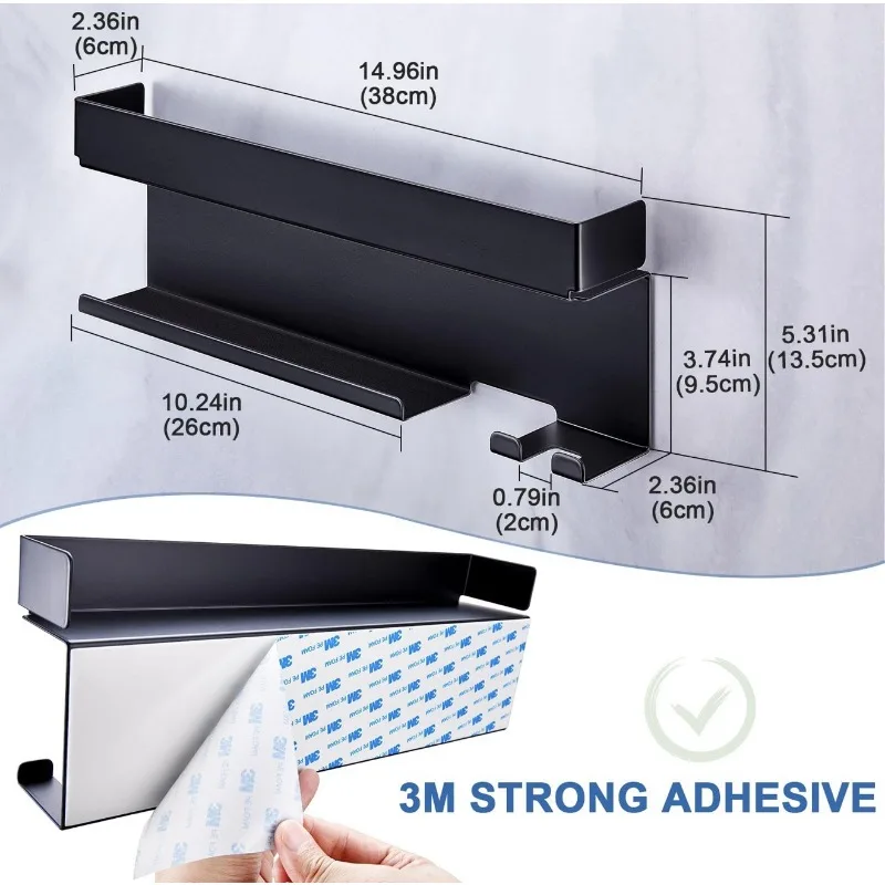 Picture 6: Iron No Drill Hair Tool Organizer Wall Mounted Storage Rack for Curling Iron Blow Dryer Multi Function Holder