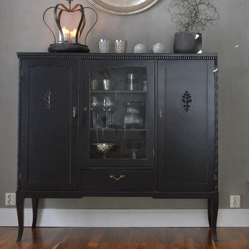 

E182 French retro solid wood dining side cabinet American country, entrance foyer partition living room decorative locker