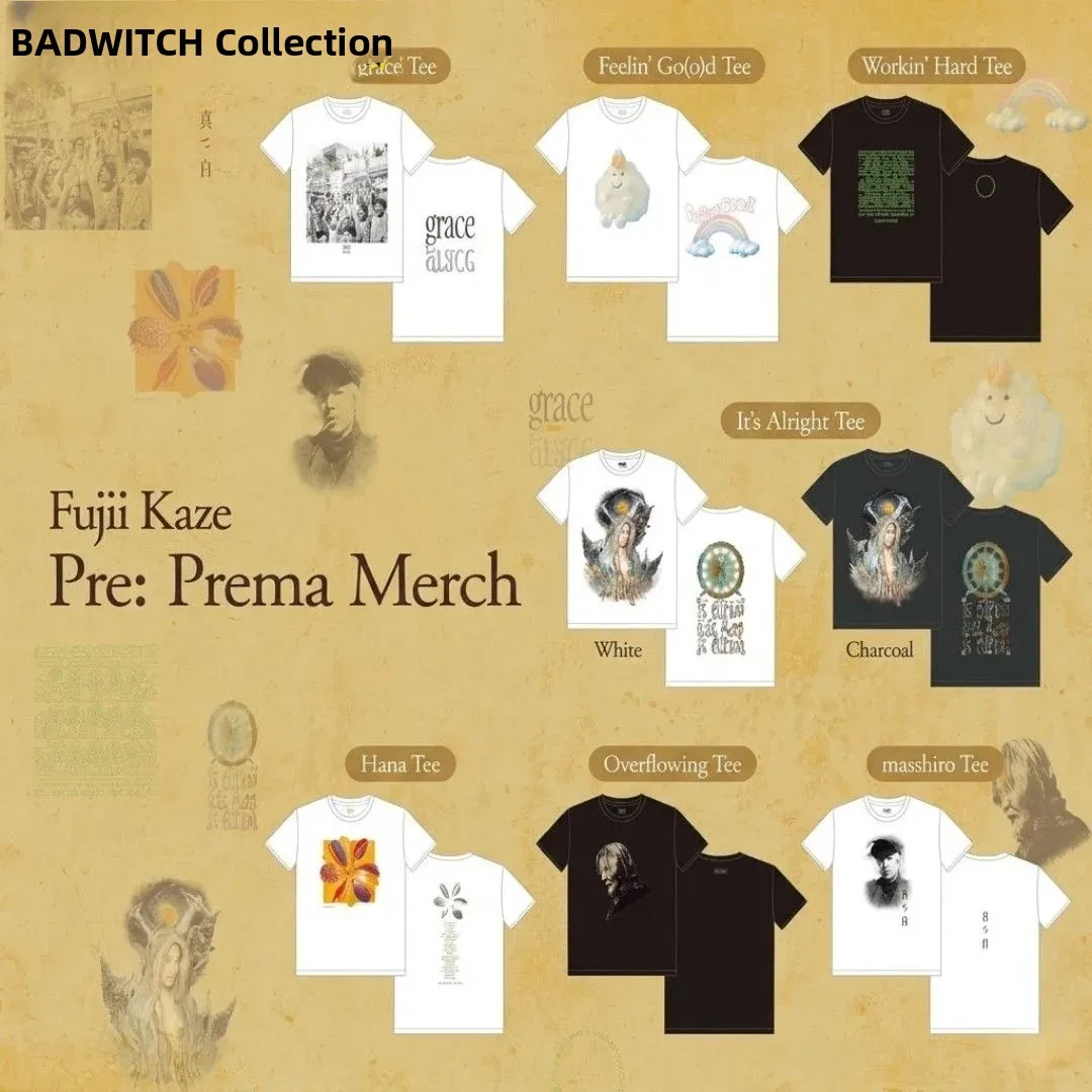  Album Pre Prema Limited Edition Printed Cotton Short Sleeve T-Shirt by Fujii Wind Standard Fit Glue Printing Unisex Summer